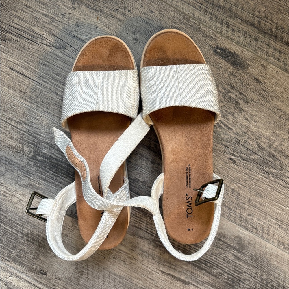 TOMS Women's Cream Wedge Sandals Heels
